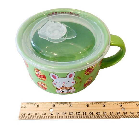 MARUCHAN Happy Bunny Vented Covered Ramen Lime Green Dish NWOT - Picture 5 of 6